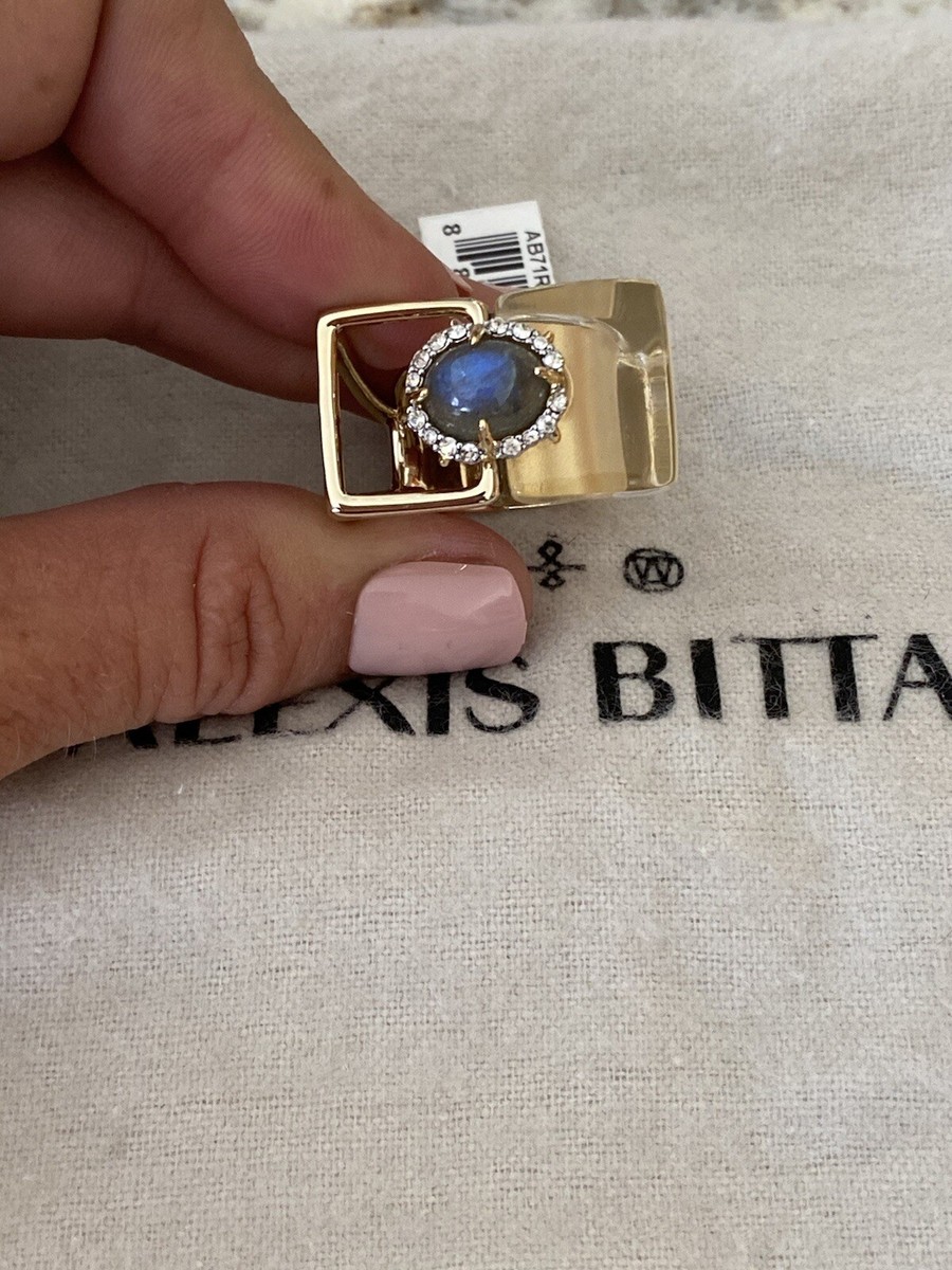 100% Authentic ALEXIS BITTAR Gold Lucite Geometric, Stone, Crystal