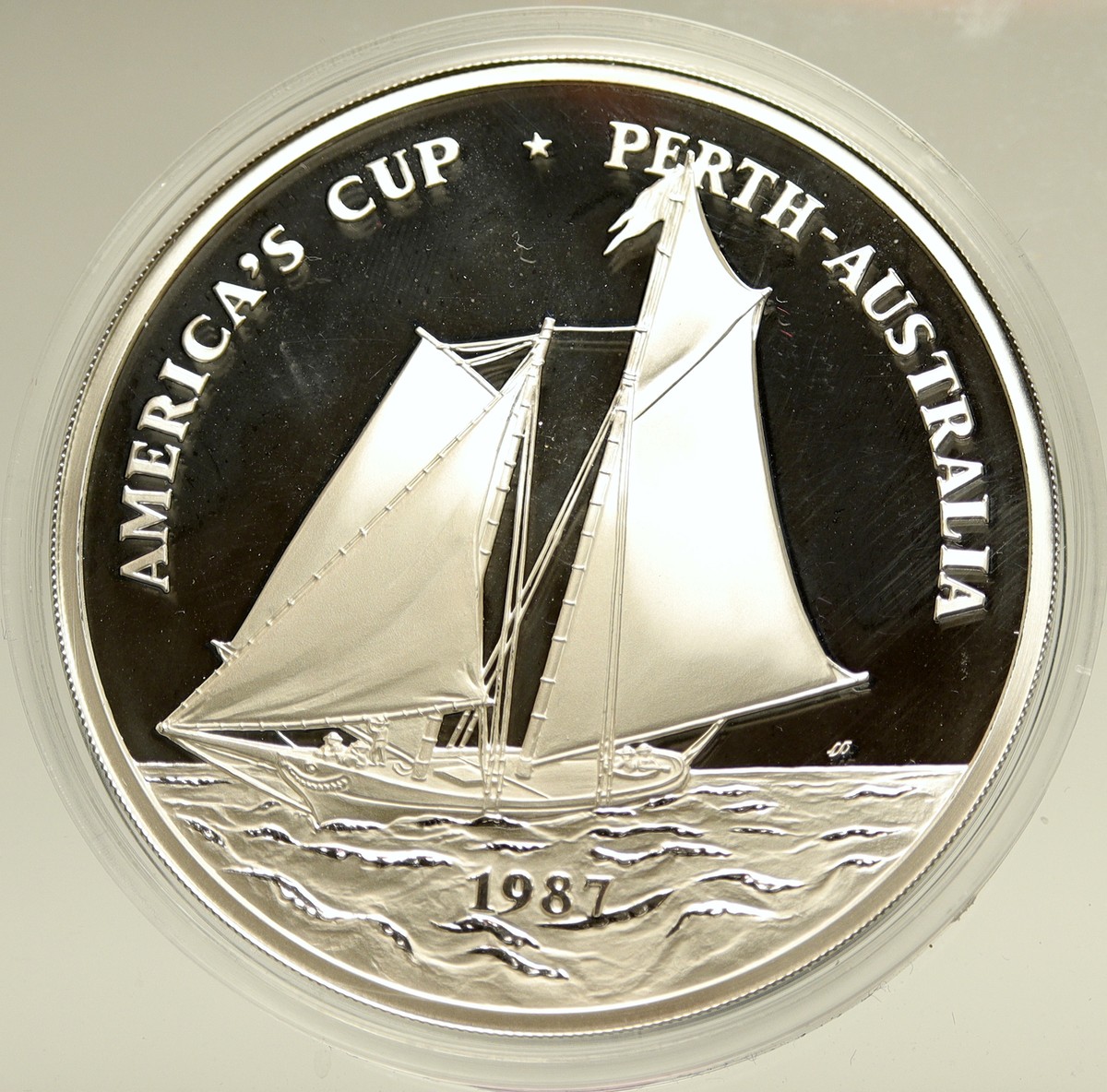 1987 SAMOA British AMERICA'S CUP Sailing Proof Silver 25 Tala 5OZ Medal  i104103