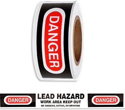 DANGER Lead Hazard Tape 3'' x 1000' x 2 mil thick, 3 colors!