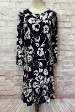 Lauren Ralph Lauren Shift Dress Floral Stretch Knit Purple Cream Size 6 NEW
