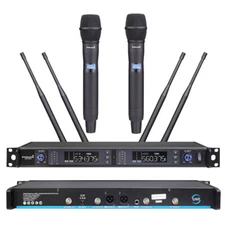 2 Channel Handheld Microphone Dynamic Wireless UHF Microphones System Metal Mic