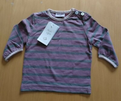 Brandneu mit Etikett Noa Noa Mädchen Langarm gestreiftes Oberteil in Oliv/Pink & rosa Borte Alter 3/6 M