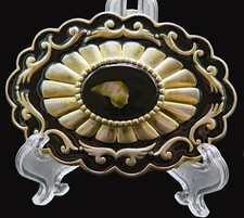 Scallop Abalone Shell Hippy Style Vintage Belt Buckle