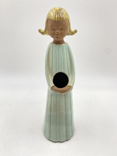 Vintage Goebel West Germany Clay Pottery Angel Girl Candle Holder Bud Vase - Afbeelding 1 van 9