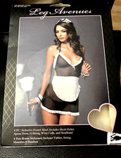 Seductive French Maid Adult Halloween Costume Leg Avenue 87036 OS 4 pc NEW