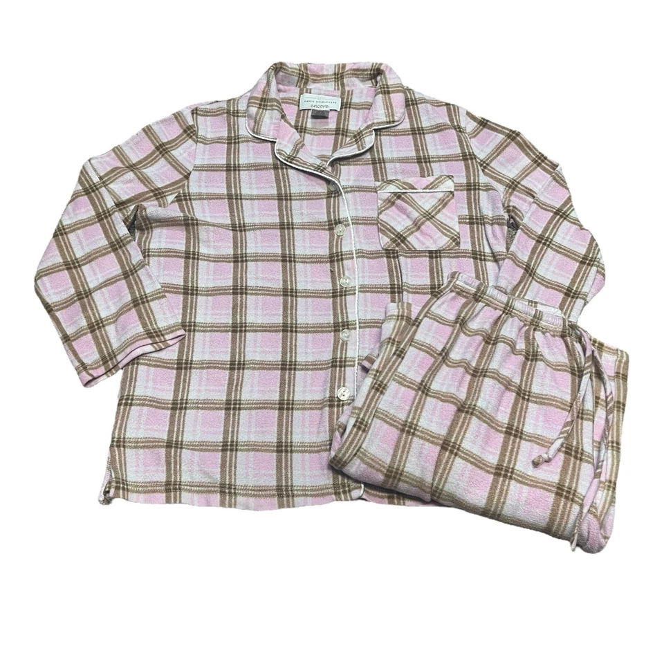 Karen Neuburger Pijama Rosa a Cuadros Conjunto para Dormir Pantalones Camisa Prendas para el torso Para Mujer’s M Prendas para Dormir Foto 2 de 4