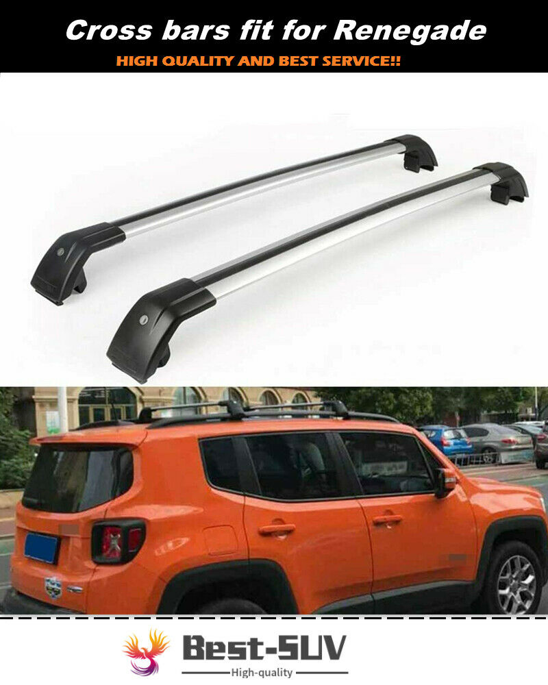 2Pcs Fit for Jeep Renegade 2015-2020 Aluminum Roof Rail Rack Cross Bars Crossbar