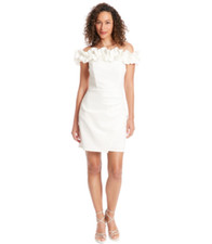 Ivy + Blu Women's Ruffled Off-the-Shoulder Sheath Dress Ivory Size 16    21259