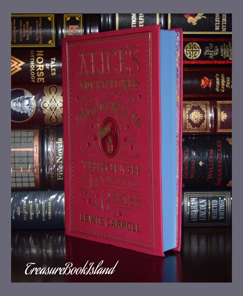 Alice in Wonderland & Through Looking Glass Carroll New Leather Bound Deluxe  Foto 4 de 4