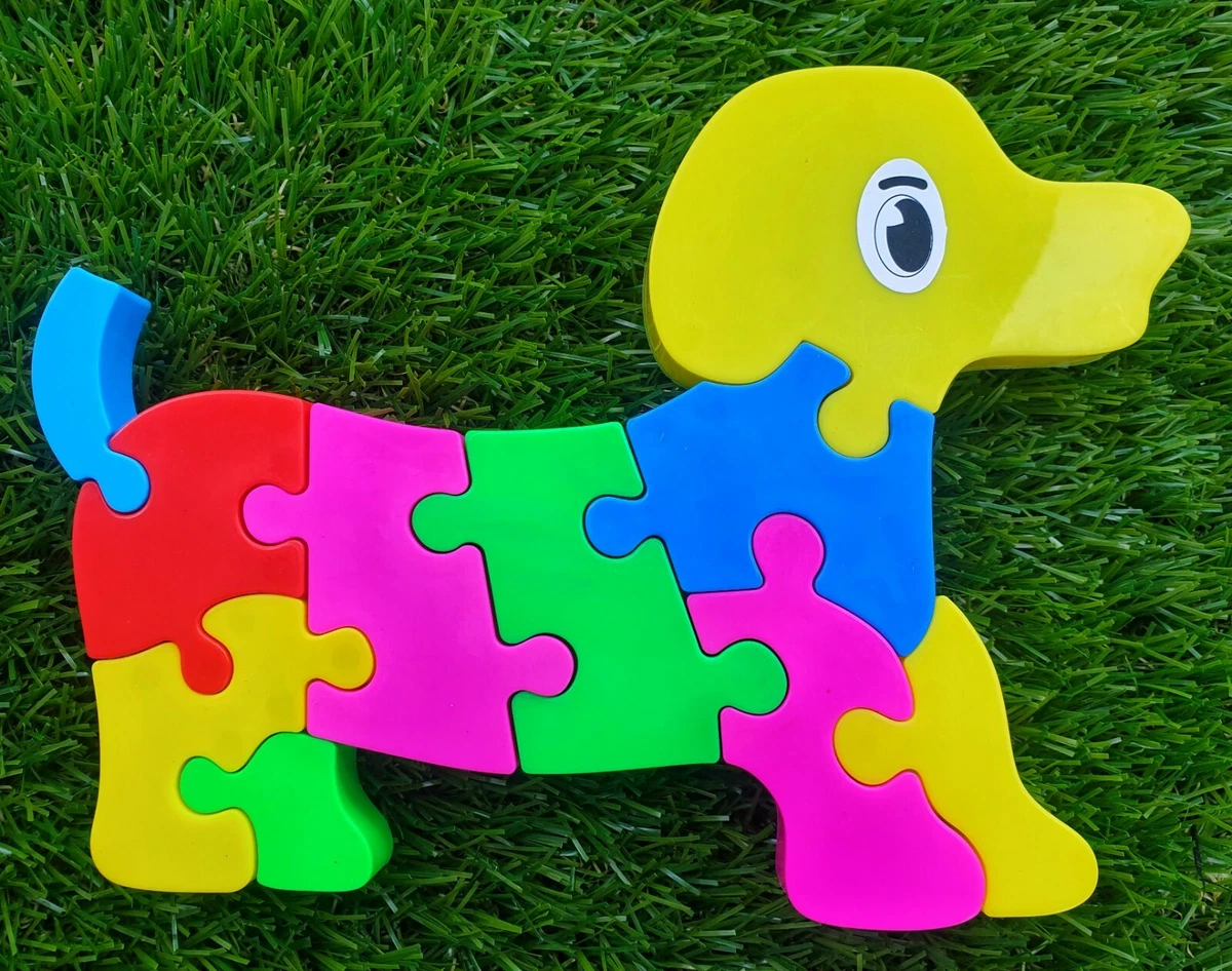 Puppy Dog Shaped Kids Plastic Puzzle With Bright Colors Fun Skill Activity