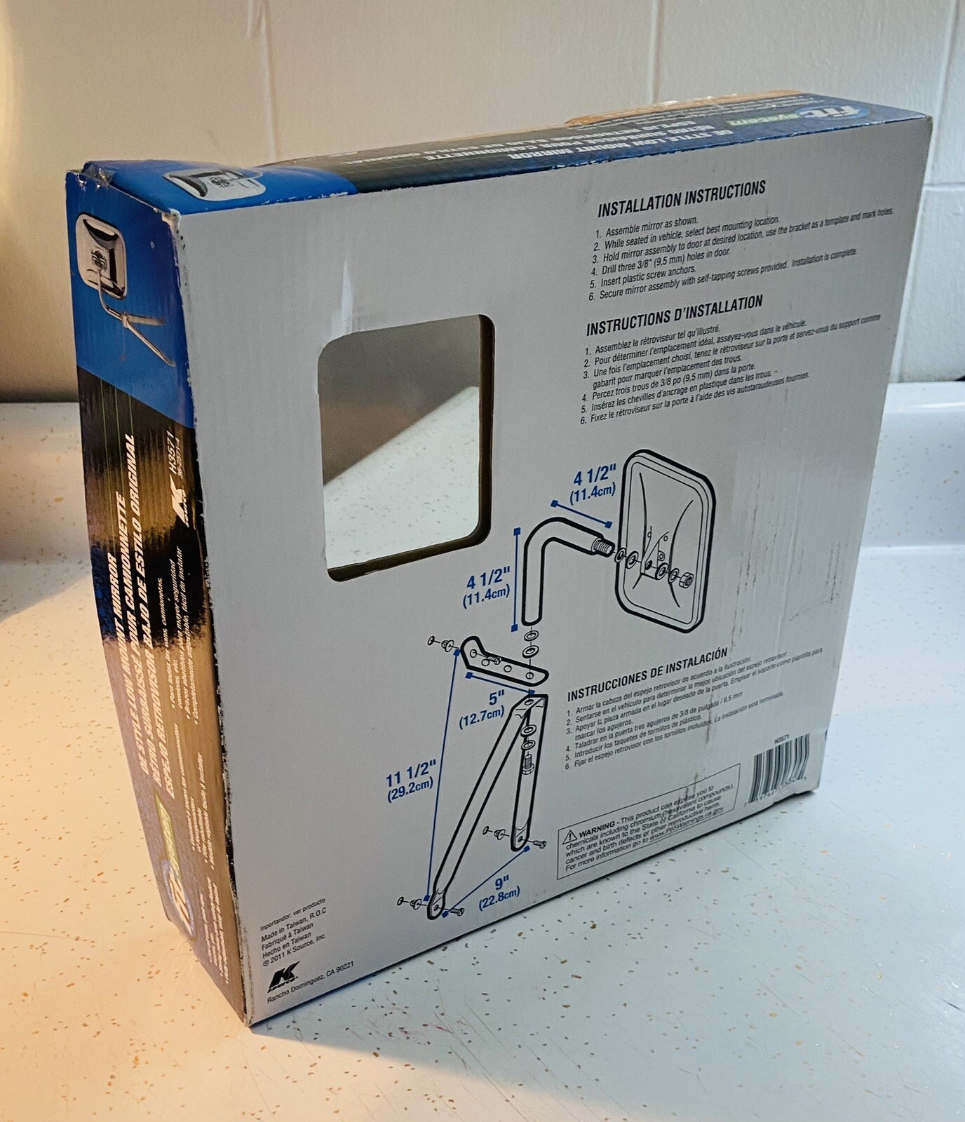 K Source H3571 Fit System Side View Truck Mirror 3-point Mount for 