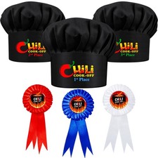 Chili Cook Off Chef Hat 3 PCS Prizes 1st 2nd 3rd Place Adjustable Cooking Cap