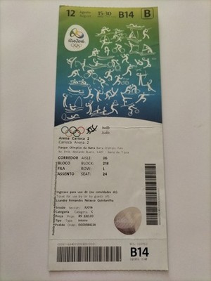 Used Ticket Olympic 12.08. 2016 Rio Olympia B14 Judo 2
