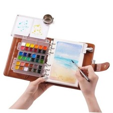 Travel Sketchbook Set - 36 Color Watercolor Paints Kit  100 Large