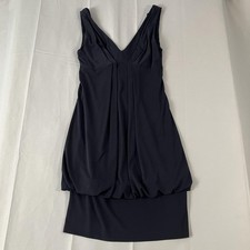 Eliza J Dress Womens 4 Navy Blue Sleeveless Ruched Bubble Hem Knee Length USA