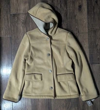 Jones New York Women's Honey/Birch Toggle Sherpa Lined Coat Hooded Small NWT!