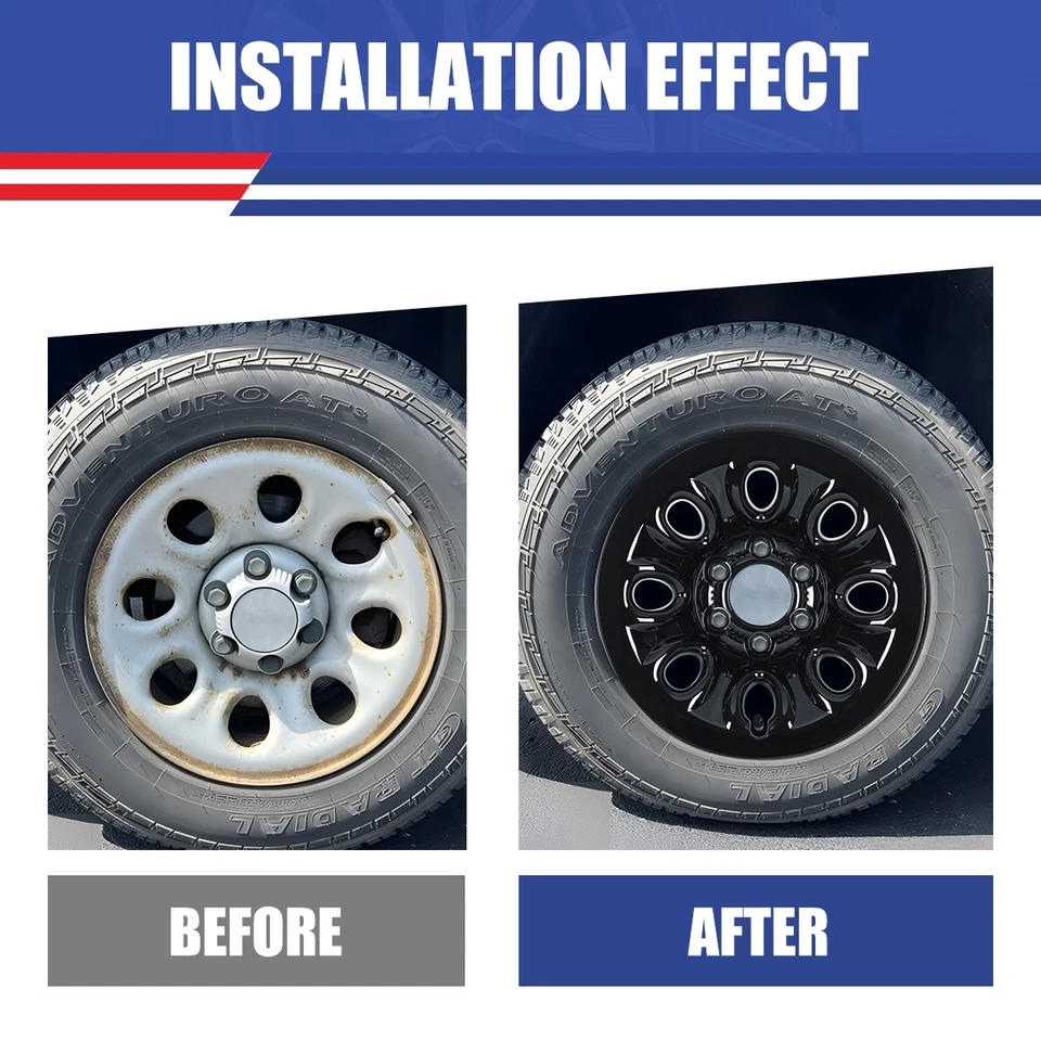 Set of 4 17''Wheel Rim Cover Hubcap For2005-13 Chevy Silverado 1500 black laquer Foto 3 de 4