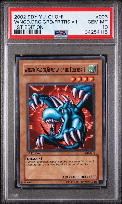 2002 YU-GI-OH! STARTER DECK: YUGI 003 WINGED DRAGON, GUARDIAN OF FORTRESS PSA 10