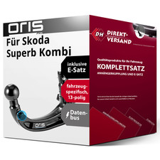 Anhängerkupplung abnehmbar + E-Satz 13pol für Superb Kombi 15- Set neu