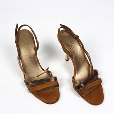 Salvatore Ferragamo Leather Slingback Stiletto Heel Sandals Size EU 40 / US 9.5