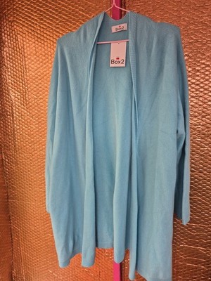 Brandneu mit Etikett Box2 Einheitsgröße Übergröße blau vorne offen Strickjacke (825/237/v)