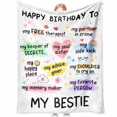 Glydein Best Friend Bestie Birthday Gifts for Women, Soft Flannel Blanket, Fr...