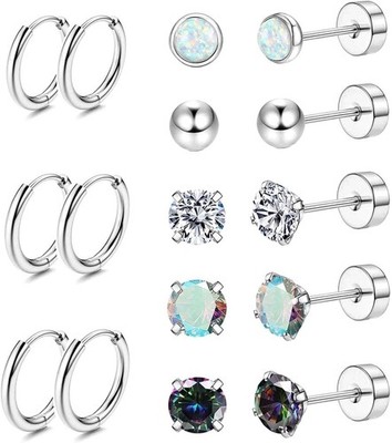 Jstyle Surgical Steel Earrings for Sensitive Ears Hypoallergenic 20G Stainless S