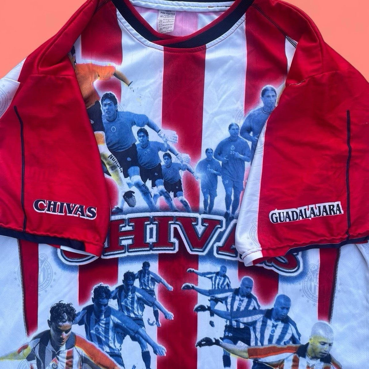Vintage 90s Y2K Chivas Guadalajara Red White Bootleg Soccer Jersey