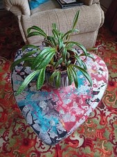 Coffee Table Side Table Solid Wood Abstract Metallic Pattern