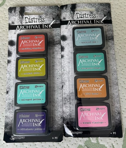 Lot of (2) Tim Holtz Distress Archival Mini Ink Pads, Kit #4 & Kit #5