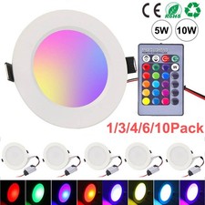 10W RGB LED Recessed Ceiling Lights Panel Downlight 16 Colors Changing Spotlight