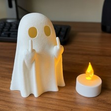 HALLOWEEN GHOST WITH MIDDLE FINGER / TEALIGHT