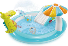 Intex Gator 6.6' X 5.6' X 4" Outdoor Inflatable Kiddie Pool Water Play Swim Cent