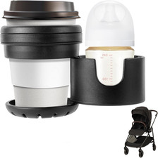 Cup Holders for Nuna Strollers, Dual Drink Holder with 360° Rotation, Black