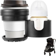 Cup Holders for Nuna Strollers, Dual Drink Holder with 360° Rotation, Black