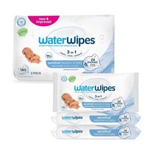 WaterWipes Sensitive Newborn  Baby Wipes, 3-In-1 Cleans, Cares, Protects, 99.9