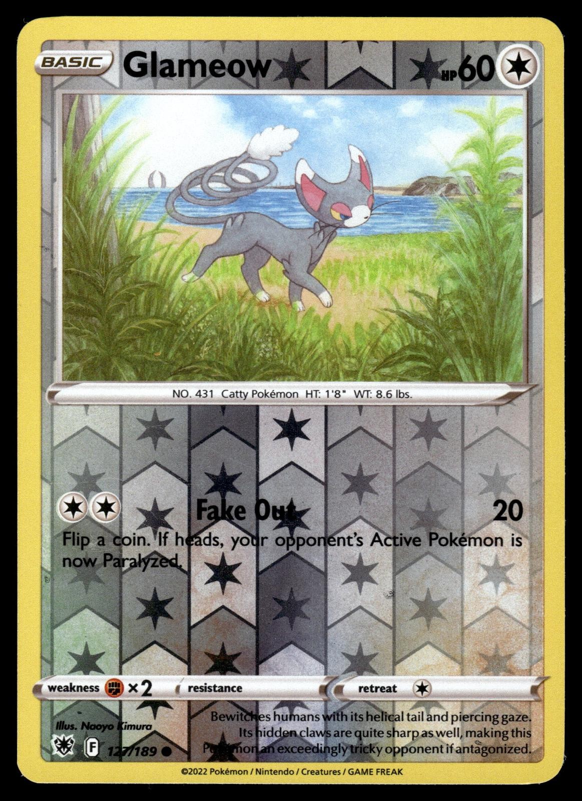 Glameow 127/189 Common Astral Radiance Pokemon Reverse Holo Near Mint