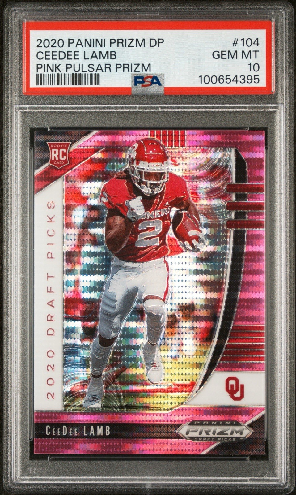 Panini 2020 Prizm Draft Picks CeeDee Lamb #104 Pink Pulsar Prizm RC PSA 10