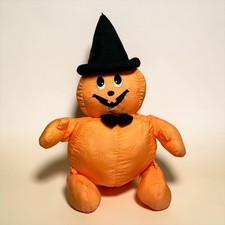 1988 Chrisha Playful Plush Nylon Halloween Pumpkin Jack O Lantern Plush Vintage