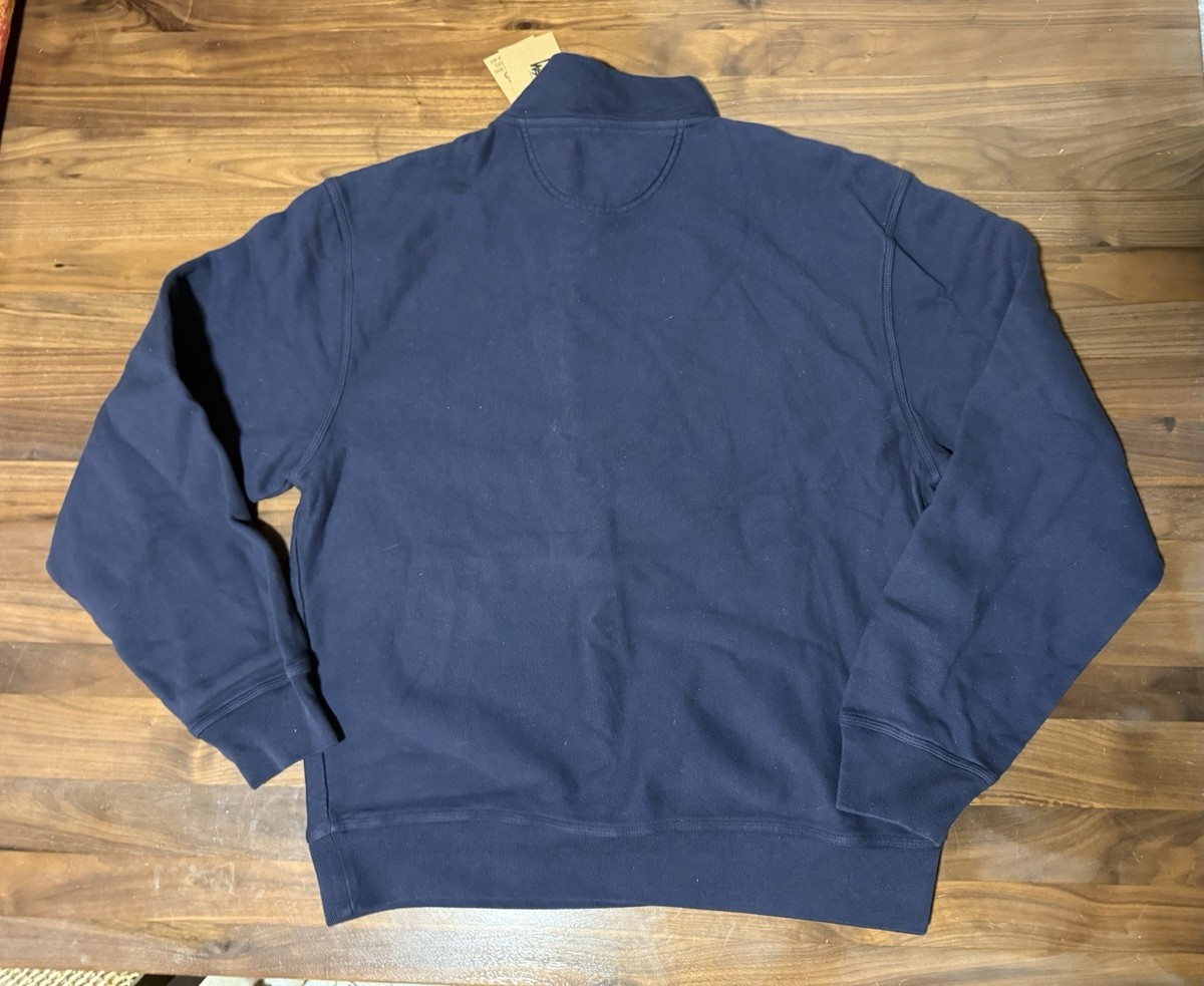 STÜSSY Overdyed Stock Logo Mock Neck Navy Quarter Zip Men's Size