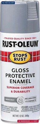 Rust-Oleum Stops Rust Spray Paint, Gloss Smoke Gray | Rust Resistant, Indoor and