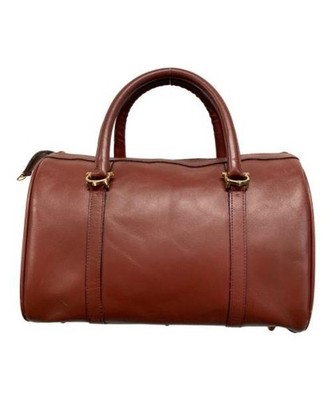 Must de Cartier authentische Mini Boston Bag Handtasche 2C Logo Bordeauxrot B...