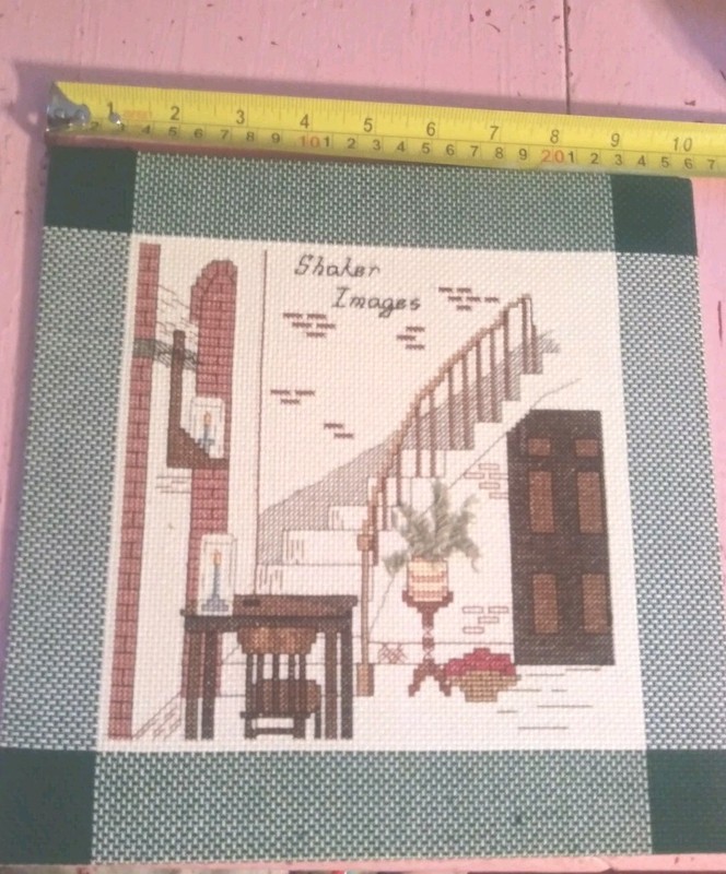Shaker Images cross stitch completed embroidery sampler stairs Home Houseplant