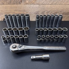 Craftsman S-ac 12 Drive Metric Sae Socket Set Std Deep W Ratchet 44809 40pc