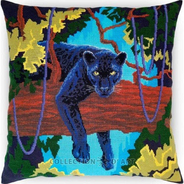 "Rto Kreuzstichkissen Stickpackung \"Schwarzer Panther\", ZäHlmuster, 40X40Cm"-image