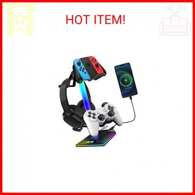 V VCOM RGB Gaming Headphones Stand with 2 USB Ports Headset Stand with 10 Light