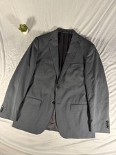 Valentino Roma Men  s Grey Wool Blazer Sport Coat Pinstripe Size 46R 2 Button