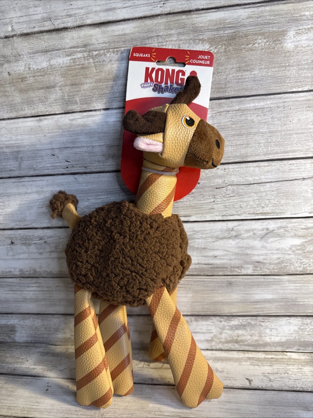 KONG Floofs Shakers Moose Crinkles Squeaks Plush Tug & Shake Dog Toy 12&rdquo;