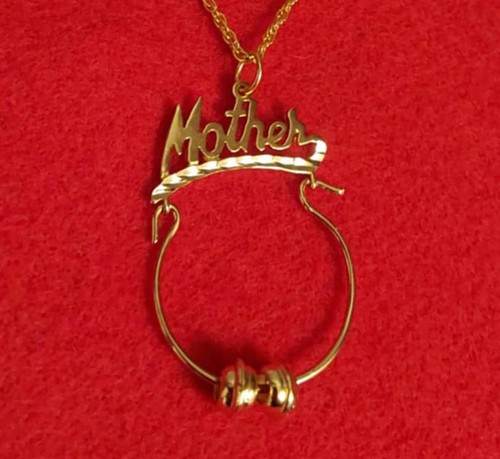 14KT VERGOLDET MUTTER CHARM HALTER MIT 20" SEIL HALSKETTE MIT 2 SPACERN - 503 - Bild 3 von 4