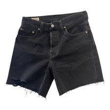 VTG LEVI S 501 Premium Women s Cutoff Shorts Black Denim High Waist - Sz 27